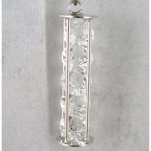 rhinestone pendant, platinum plated