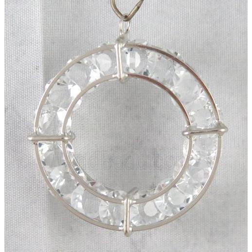 rhinestone pendant, platinum plated