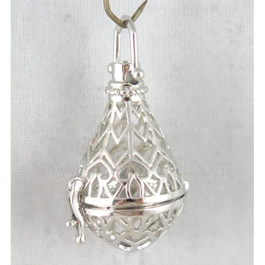 copper locket pendant, platinum plated