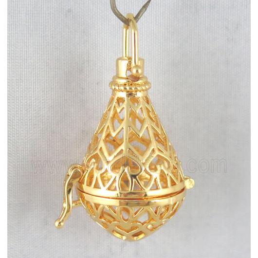 copper locket pendant, gold plated