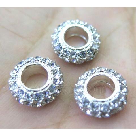 alloy spacer bead with rhinestone, rondelle