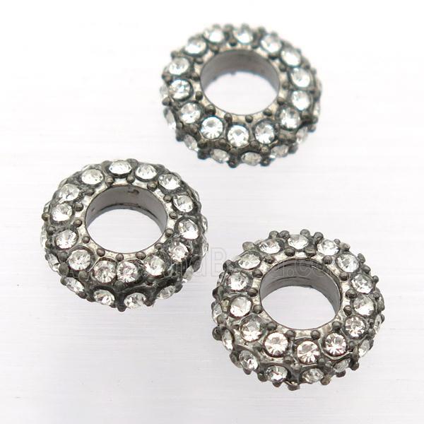 alloy spacer bead with rhinestone, rondelle