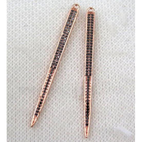 copper spike pendant paved zircon, rose gold