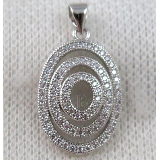 copper pendant paved zircon, platinum plated