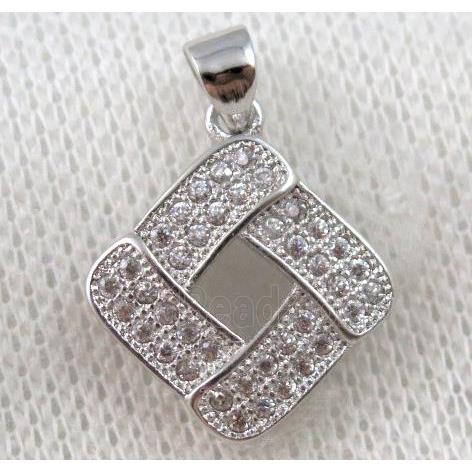 copper pendant paved zircon, platinum plated