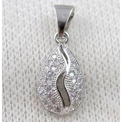 copper pendant paved zircon, platinum plated