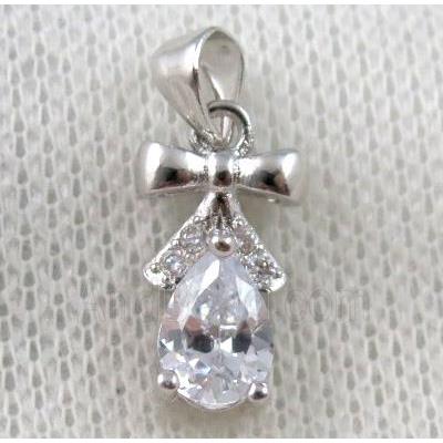 copper pendant paved zircon, platinum plated