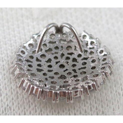 copper pendant paved zircon, platinum plated
