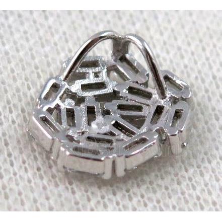copper pendant paved zircon, platinum plated