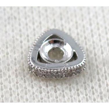 copper triangle bead paved zircon, platinum plated