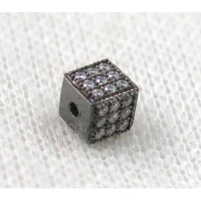 copper cube bead paved zircon, black