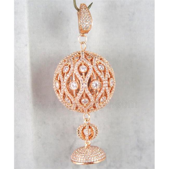 copper pendant clasp paved zircon, rose gold