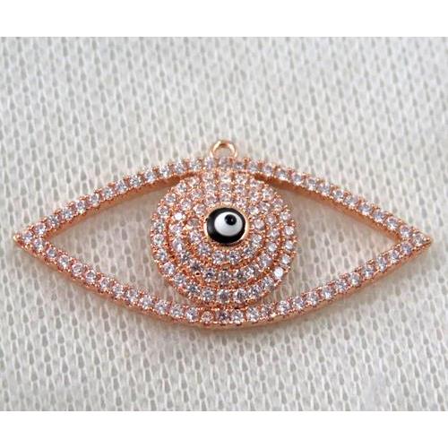 copper pendant paved zircon, eye, rose gold