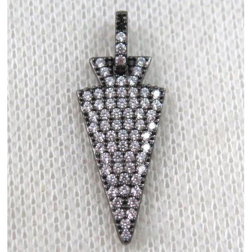 copper arrowhead pendant paved zircon, black
