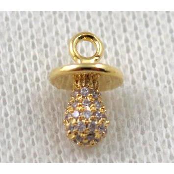 copper lamp pendant paved zircon, gold plated