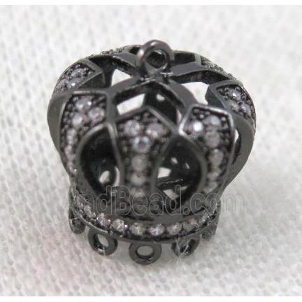 copper crown tassil bail paved zircon, black