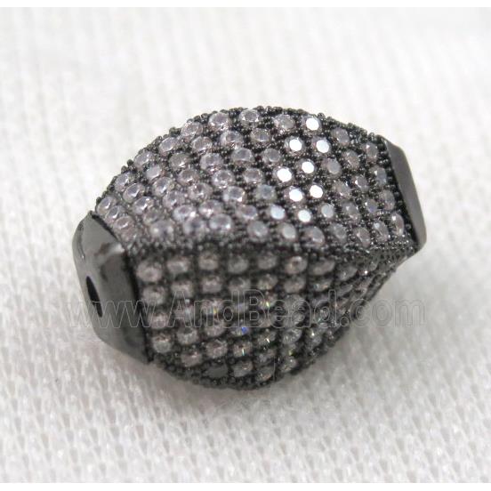 copper twist beads paved zircon, black plated