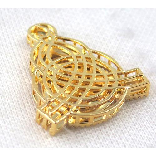 copper pendant paved zircon, gold plated