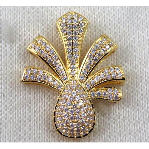 copper pendant paved zircon, gold plated