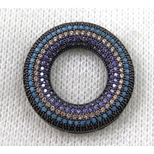 copper donut pendant paved zircon, black plated
