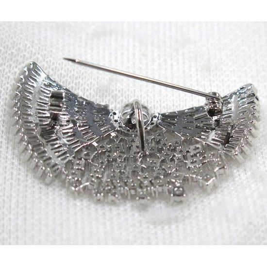 copper wing brooch paved zircon, platinum gold