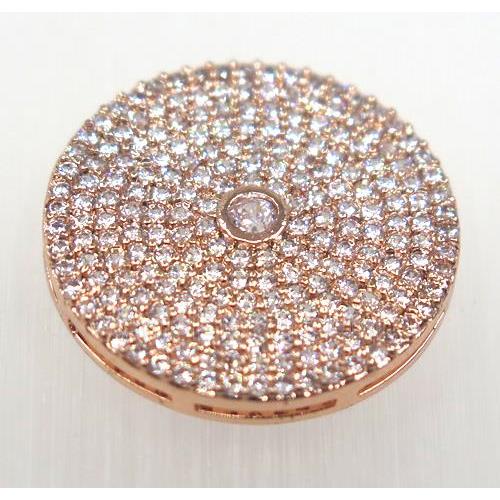 copper circle bead paved zircon, rose gole