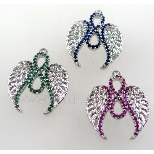 copper pendant paved zircon, wing, mix color