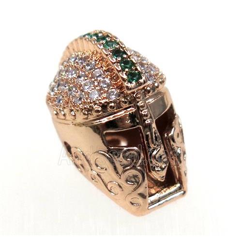 copper helm bead paved zircon, rose gold