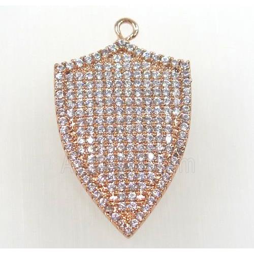 copper arrowhead pendant paved zircon, rose gold