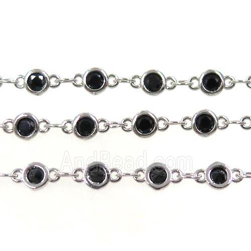 copper chain paved zircon, circle, platinum plated