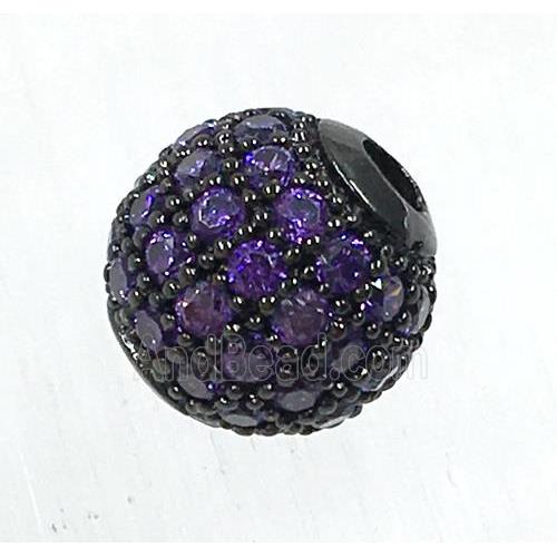 round copper beads pave lavender zircon, black plated