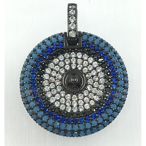 copper circle pendant pave zircon, black plated
