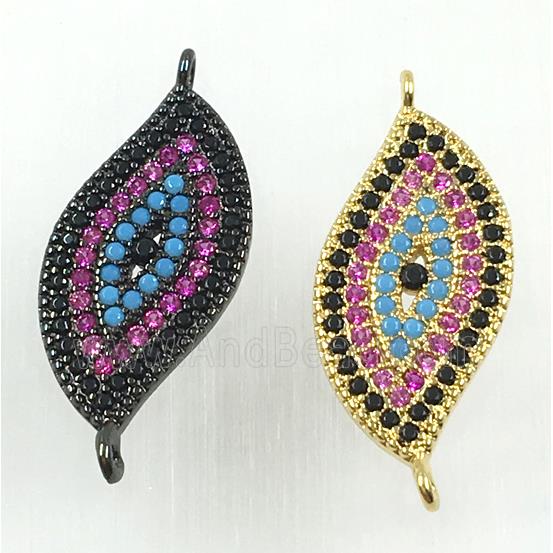 copper connector pave zircon, eye, mix color