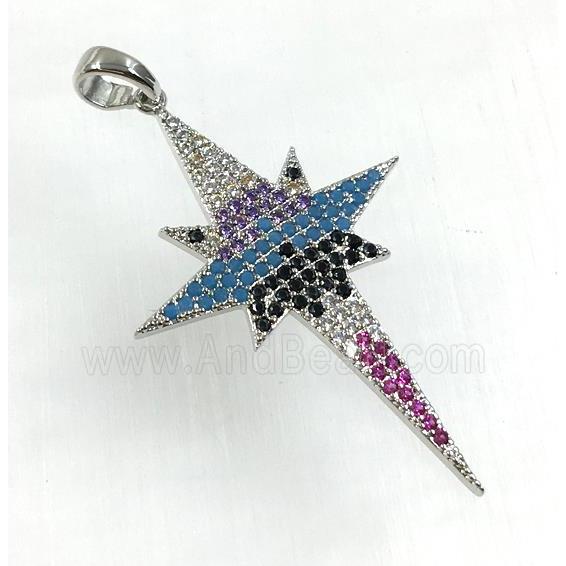 copper NorthStar pendant pave zircon, platinum plated