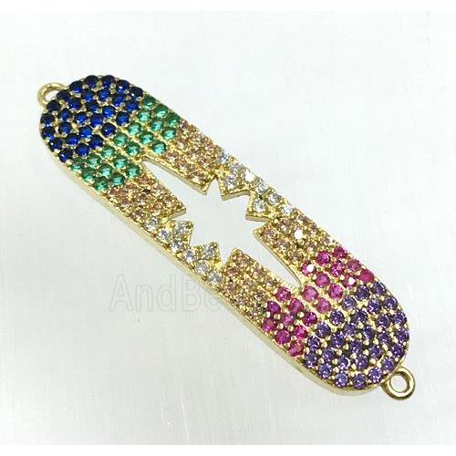 copper NorthStar connector pave zircon, gold plated