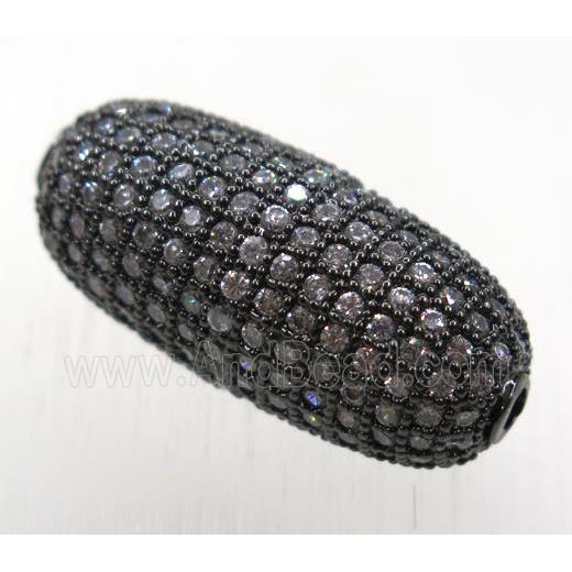 copper Barrel beads paved zircon, black plated