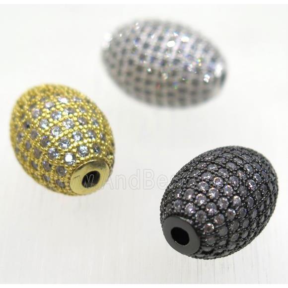 copper Oval beads paved zircon, mix color