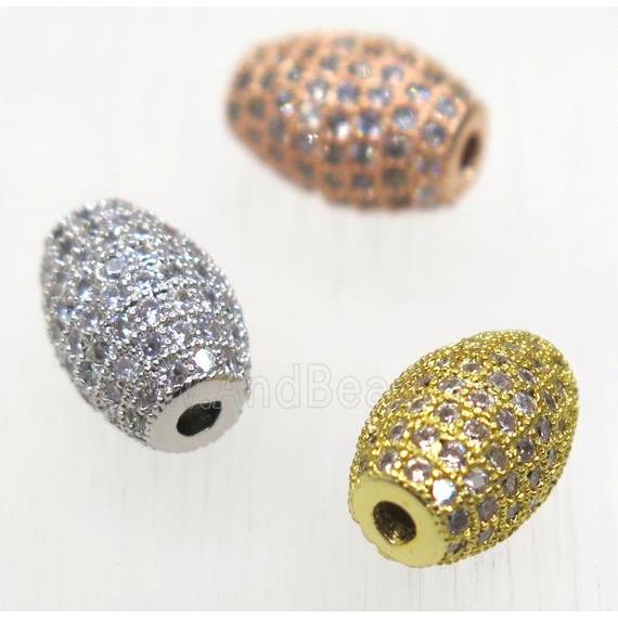 copper Oval beads paved zircon, mix color