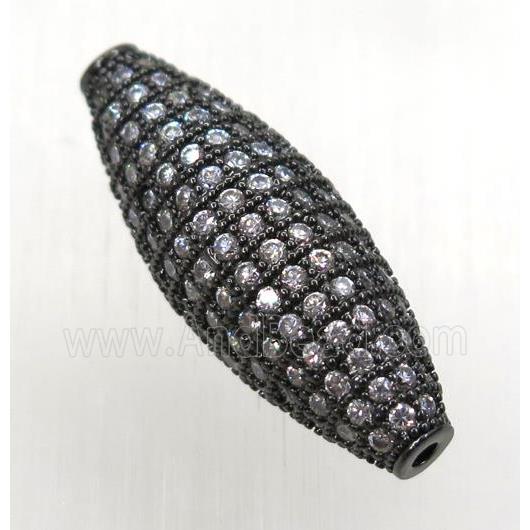 copper rice beads paved zircon, black plated