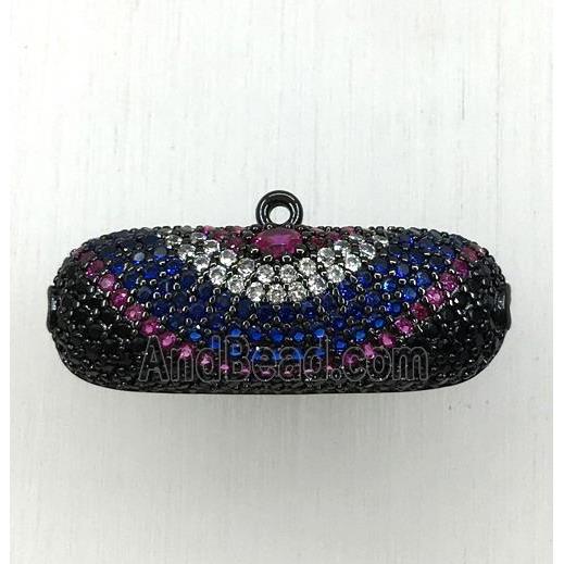 copper pendant paved zircon, black plated