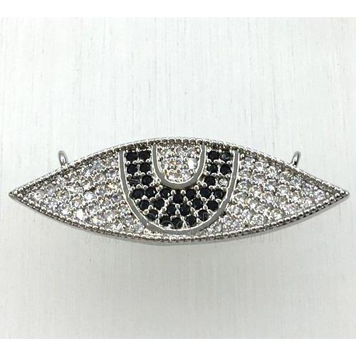 copper pendant paved zircon with 2loops, eye, platinum plated