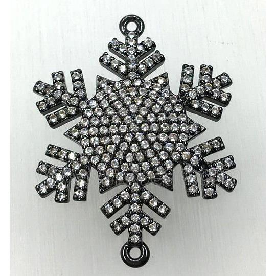 copper snowflake connector paved zircon, black plated