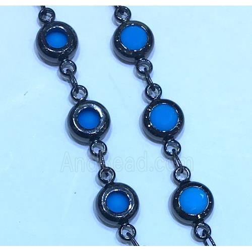 copper chain paved zircon, black plated