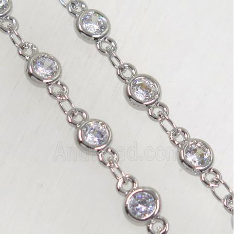 copper chain paved zircon, platinum plated