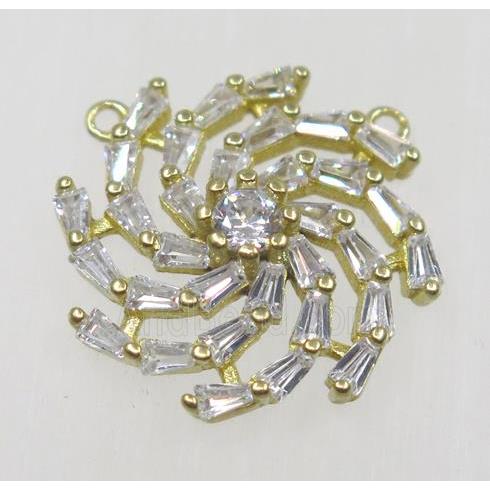 raw Brass pendant paved zircon with 2loops