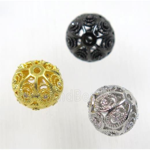round copper beads pave zircon, mix color