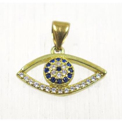 Raw Brass eye pendant paved zircon