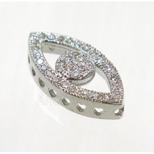 copper eye beads paved zircon, platinum plated