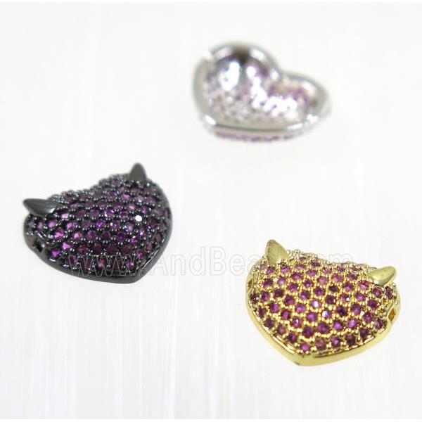 copper foxHead beads paved hotpink zircon, mix color