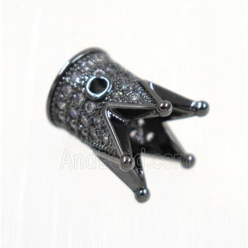 copper crown beads paved zircon, black plated